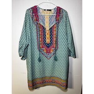 Urban CoCo Womens Boho Tunic Dress Tassel Kaftan Bohemian Beach Cover Up SZ XXL